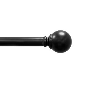 1" Ball Single Curtain Rod, Black, 30-84"