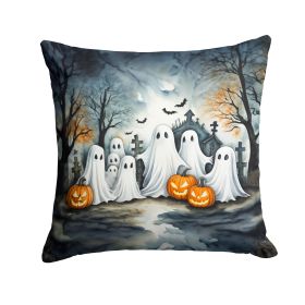 Ghosts Spooky Halloween Throw Pillow Machine Washable, Indoor Outdoor Decorative Pillow for Couch, Bed or Patio, 18Hx18W