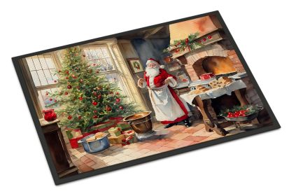 NEW Cookies with Santa Claus Doormat Front Door Mat Indoor Outdoor Rugs for Entryway, Non Slip Washable Low Pile, 18H X 27W