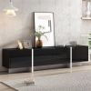 White & Black Contemporary Rectangle Design TV Stand, Unique Style TV Console Table for TVs Up to 80''