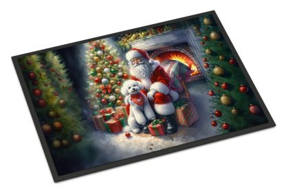 NEW Bichon Frise and Santa Claus Doormat Front Door Mat Indoor Outdoor Rugs for Entryway, Non Slip Washable Low Pile, 18H X 27W