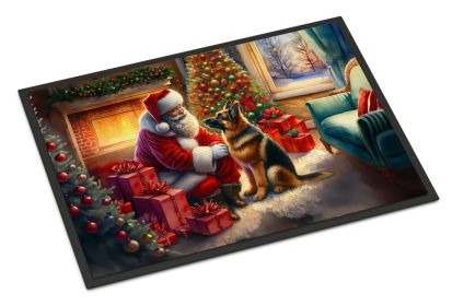NEW German Shepherd and Santa Claus Doormat Front Door Mat Indoor Outdoor Rugs for Entryway, Non Slip Washable Low Pile, 18H X 27W