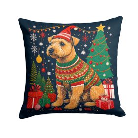Lakeland Terrier Christmas Throw Pillow Machine Washable, Indoor Outdoor Decorative Pillow for Couch, Bed or Patio, 14Hx14W