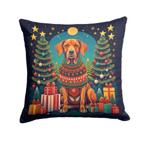 Vizsla Christmas Throw Pillow Machine Washable, Indoor Outdoor Decorative Pillow for Couch, Bed or Patio, 14Hx14W