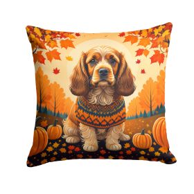 Cocker Spaniel Fall Throw Pillow Machine Washable, Indoor Outdoor Decorative Pillow for Couch, Bed or Patio, 14Hx14W
