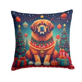 Tibetan Mastiff Christmas Throw Pillow Machine Washable, Indoor Outdoor Decorative Pillow for Couch, Bed or Patio, 14Hx14W