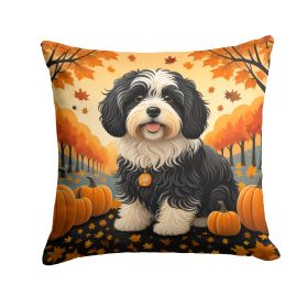 Havanese Fall Throw Pillow Machine Washable, Indoor Outdoor Decorative Pillow for Couch, Bed or Patio, 14Hx14W
