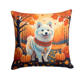 American Eskimo Fall Throw Pillow Machine Washable, Indoor Outdoor Decorative Pillow for Couch, Bed or Patio, 14Hx14W