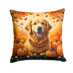 Golden Retriever Fall Throw Pillow Machine Washable, Indoor Outdoor Decorative Pillow for Couch, Bed or Patio, 14Hx14W