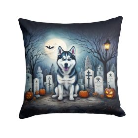 Siberian Husky Spooky Halloween Throw Pillow Machine Washable, Indoor Outdoor Decorative Pillow for Couch, Bed or Patio, 14Hx14W
