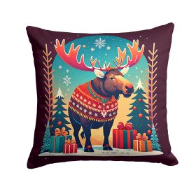 Moose Christmas Throw Pillow Machine Washable, Indoor Outdoor Decorative Pillow for Couch, Bed or Patio, 14Hx14W