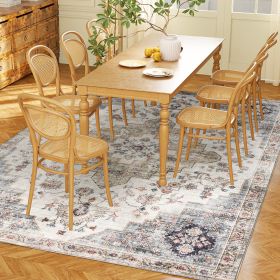 HOMCOM 5x7 Area Rug, Vintage Machine Washable Rug, Non-Slip Carpet for Living Room, Bedroom, Dining Room, Brown and Green