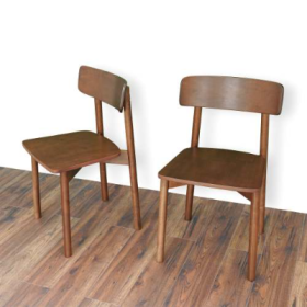 New Design Walnut Dining Chair Set Of 2- Mid Century Modern Solid Wood Dining Chairs In Rich Walnut Color 17.5W X 17.7D X 29.9H For Living Room B (Option: BrownWood)