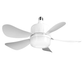1Pc Socket Fan Light 12W Ceiling Fan With Lights Dimmable LED Ceiling Fan With 3 Fan Speed Stepless Brightness And Color Temperature Smart Timer (Color: White)