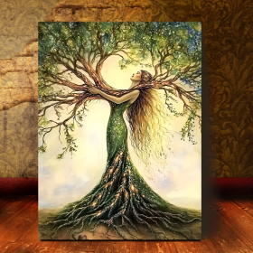 Room Decor 1pc Tree Of Life Canvas Art Print, Wooden Framed Nature-Inspired Wall Decor For Living Room, Bedroom, Office, Cafe - Unique Gift Idea, (Option: 12x8inch)