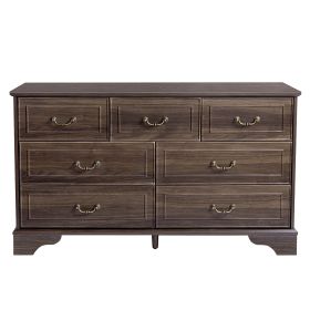 Brown P2 MDF 137x40x80CM 3-layer 7-drawer Chest Of Drawers 1pcs (Color: Brown)