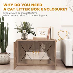 Hidden Cat Litter Box Enclosure With Ventilated Door, Cat Hole, Cat Washroom, Indoor Cat House, Walnut (Option: Walnut)