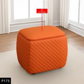 Scratch-Resistant Diamond Tufted Ottoman, 19.5x15.5x18 Inch Pet-Friendly Accent Stool (Color: Orange)