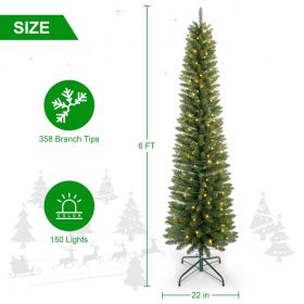 PVC, Christmas Tree, Christmas Decorations, Green, With Lights (Option: 6ft)