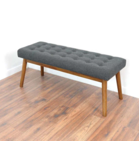 Delilah Modern Bench  Fabric (Color: Grey)