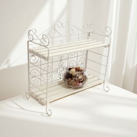 Foldable Storage Rack, Metal, Wooden Storage Organizer, Suitable For Bedroom, Kitchen, Bathroom, Living Room, Garden Storage Shelf, White,Pink (Color: White)