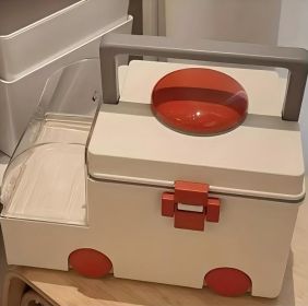 Large-capacity Ambulance-shaped Pill Storage Box With Lid, A Must-have For Home Decoration And Organization (Option: Gray)