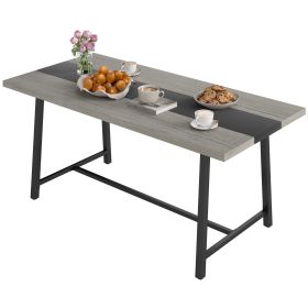 Industrial Kitchen Table For 8 People, 70.9 Long Dining Table With Large Tabletop And Steel Legs For Dining Room, Gray (Option: Gray)