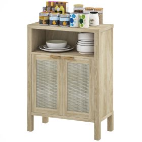 Sideboard Buffet Cabinet With Storage, Modern Accent Cabinet With Adjustable Shelf, Coffee Bar Cabinet, Natural (Option: Natural)
