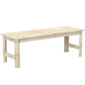 2-Seat Wood Garden Bench, Patio Bench Outdoor Bench With Slatted Seat, Backless Front Porch Bench For Park, Garden, Poolside, Deck, Nature Wood (Option: Nature Wood)