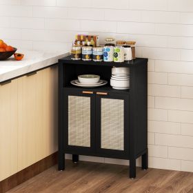 Sideboard Buffet Cabinet With Storage, Modern Accent Cabinet With Adjustable Shelf, Coffee Bar Cabinet, Distressed Black (Color: Black)