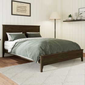 Modern Solid Wood Queen Size Platform Bed With Sturdy Wooden Slats Support,No Box Spring Needed, Espresso (Option: Espresso)