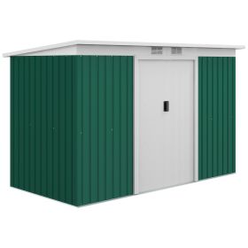 9'x4.5'x5.5' Rust Resistant Metal Garden Shed, Vented, Green White, Perfect For Backyard Lawn Tool Storage  Garden Essentials (Color: Green)