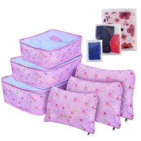 9Pcs Per Set Clothes Storage Bags Water-Resistant Travel Luggage Organizer Clothing Packing Cubes For Blouse Hosiery Stocking Underwear (Option: Purple Cherry)