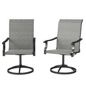 Patio Swivel Chairs Set Of 2, High Back Patio Dining Chairs With All-Weather Mesh For Backyard, Lawn, Garden, Gray (Option: Gray)