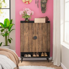 Shoe Cabinet (Color: Brown)