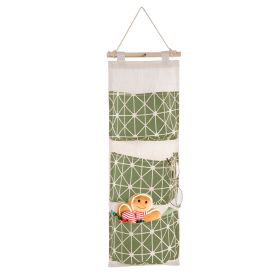 1Pc Wall Mounted Storage Bag Door Closet Hanging Storage Bag Organizer Waterproof 3 Pockets Pouch (Option: 1Pc Green)