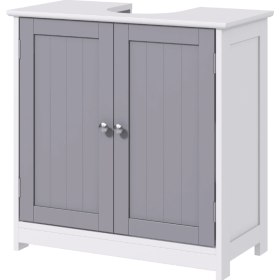 Kleankin Bathroom Vanity Cabinet, Sink Cabinet With U-Shape Cut-Out, Adjustable Shelf, White And Gray (Option: Gray)