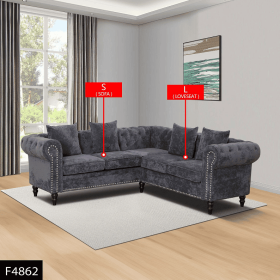 Black Flannelette 2-Piece Couch Living Room Sofa Set (Option: F4862 S)