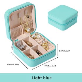 2pcs Portable Leather Jewelry Storage Boxes, Mini PU Jewelry Storage Boxes, Travel Jewelry Organizer Case, Black, White And Blue Jewelry Storage (Option: Blue 2pcs)