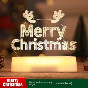Christmas Decoration 3D Lamp Acrylic LED Night Lights New Year Valentines Day Christmas Kids Gift Christmas Ornaments (Option: Merry Christmas-Warm White)