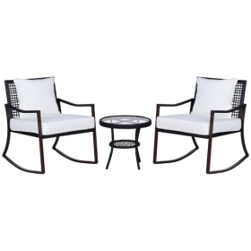 Patio Rocking Bistro Set (Color: Brown)