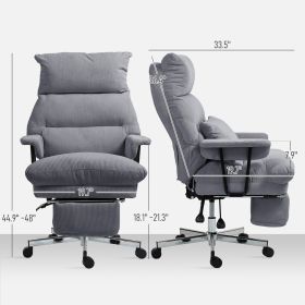 Executive Office Chair With Lumbar Support, Footrest, High Back Reclining Overstuffed Desk Chair With, Gray (Option: Gray)