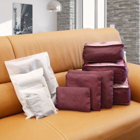 9Pcs Per Set Clothes Storage Bags Water-Resistant Travel Luggage Organizer Clothing Packing Cubes For Blouse Hosiery Stocking Underwear (Option: Burgundy)