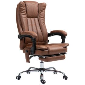 Massage Office Chair With 6 Points And Heat, Reclining Computer Chair With Adjustable Height And Footrest, Brown (Color: Brown)