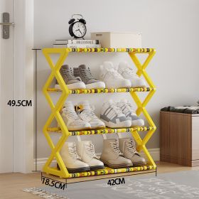 4-layer X Shoe Rack, Home Storage Supplies, High-quality Multi-layer Storage Rack, Shoe Rack At The Entrance Of The Living Room And Bedroom (Color: Yellow)