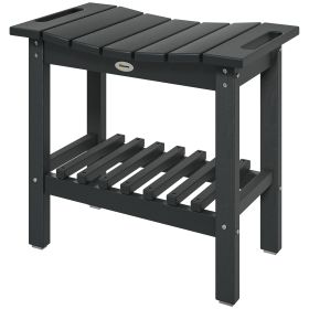 Shower Bench, Waterproof Shower Stool With Handle, Storage Shelf, Non-Slip Pads For Indoor Outdoor, Black (Color: Black)
