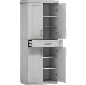 Modern Freestanding Kitchen Pantry Cabinet Cupboard With Doors And Drawer, Adjustable Shelving, Gray (Option: Gray)