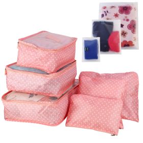 9Pcs Per Set Clothes Storage Bags Water-Resistant Travel Luggage Organizer Clothing Packing Cubes For Blouse Hosiery Stocking Underwear (Option: Pink Spot)