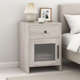 Nightstand With Drawer And Cabinet (Color: White)