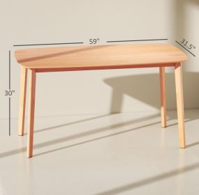 Pine Wood Dining Table For 6, 59 Rustic Rectangular Kitchen Table With Large Tabletop For Dining Room, Natural (Option: Natural)